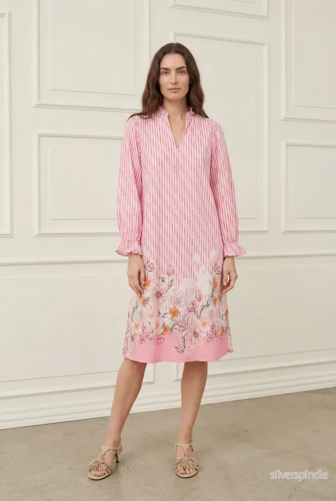 Helia New Dress – Pink Tone Borderprint