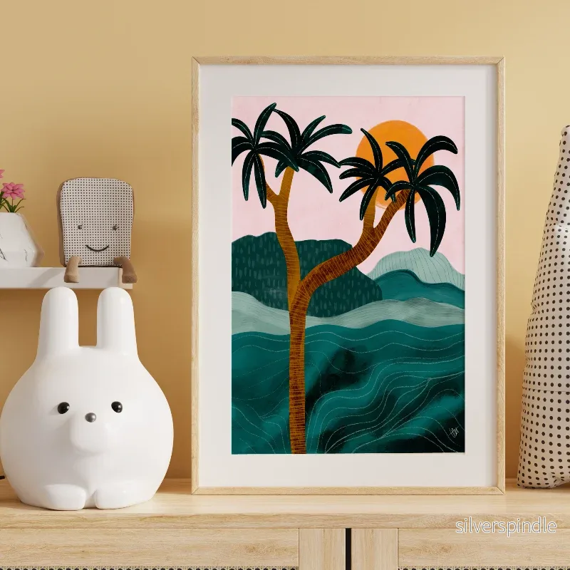 Palmposter barnrum – tropisk solnedgång - Bild 3