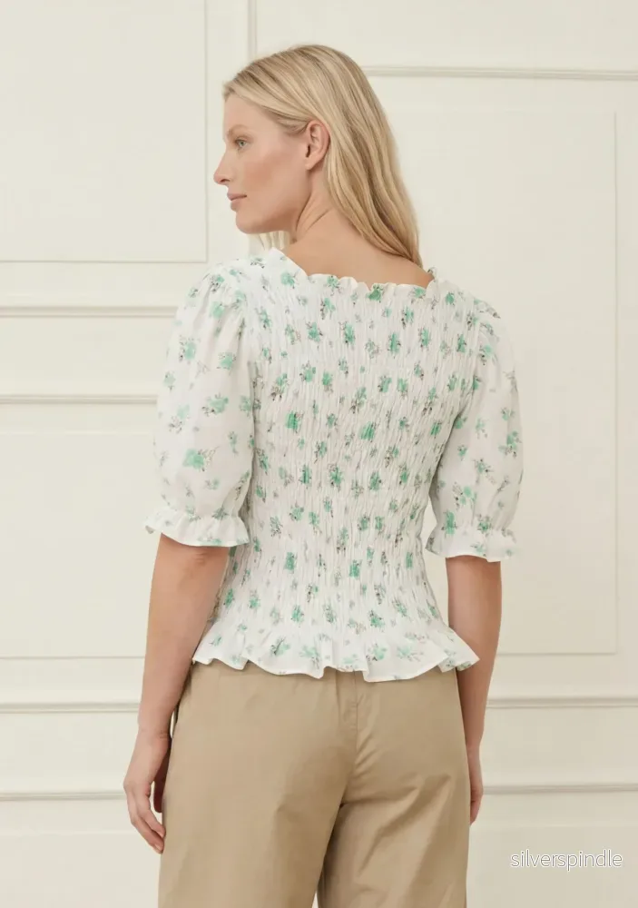 Pernille Smock Blouse - Green Flower Dream - Bild 3