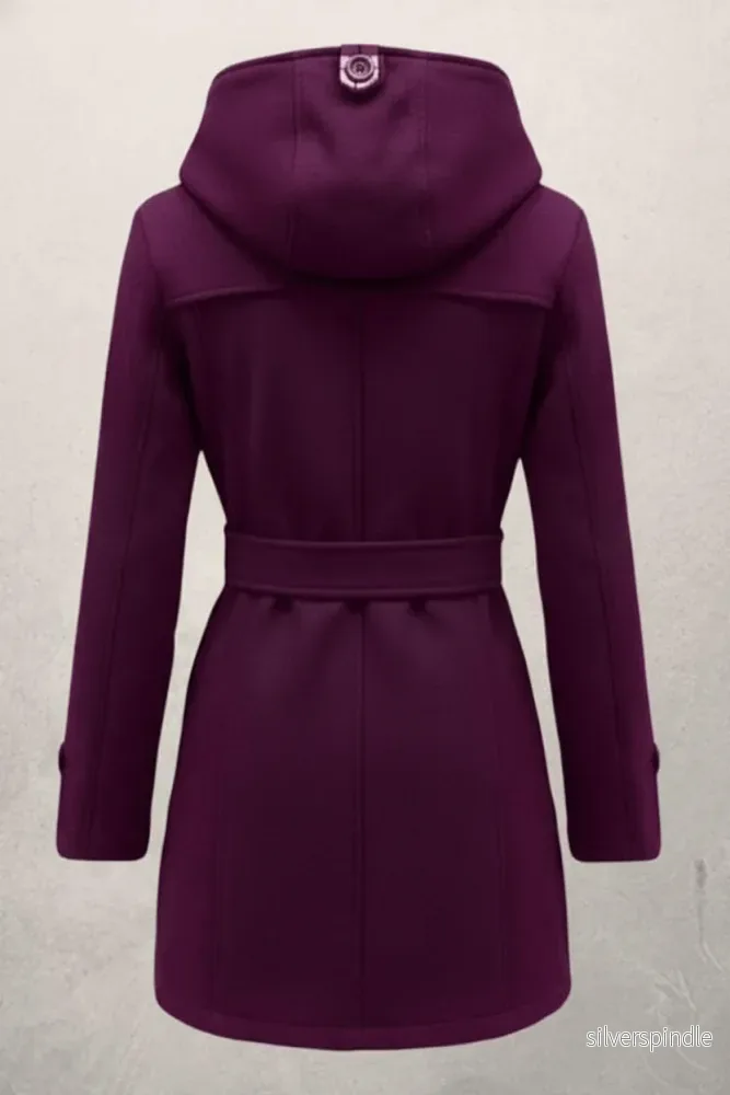 Elegant Kappa | Dubbelknäppt Huvkappa med Justerbart Bälte | Modern Design för Värme och Stil - Bild 3