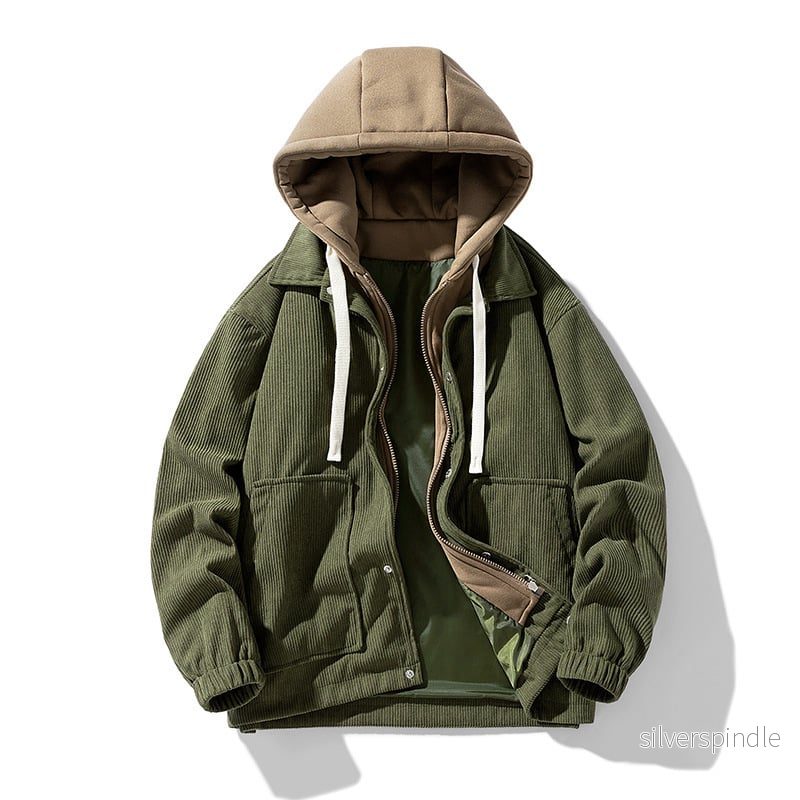 Ethan | Randig Höstjacka med Huv och Praktisk Design Ethan | Randig Höstjacka med Huv och Praktisk Design