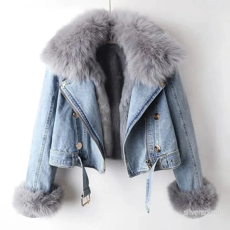 Jeansjacka Dam | Varm Denimjacka med Mjuk Krage | Modern Design för Stil och Komfort Jeansjacka Dam | Varm Denimjacka med Mjuk Krage | Modern Design för Stil och Komfort