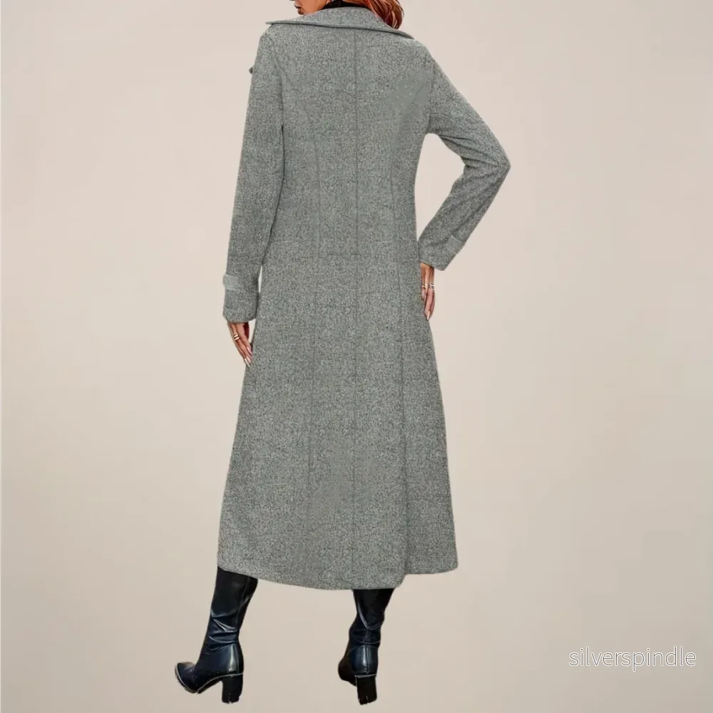 Elegant Lång Överjacka för Kvinnor med Dubbelknäppning | Skräddarsydd Design för Stil och Värme - Bild 2