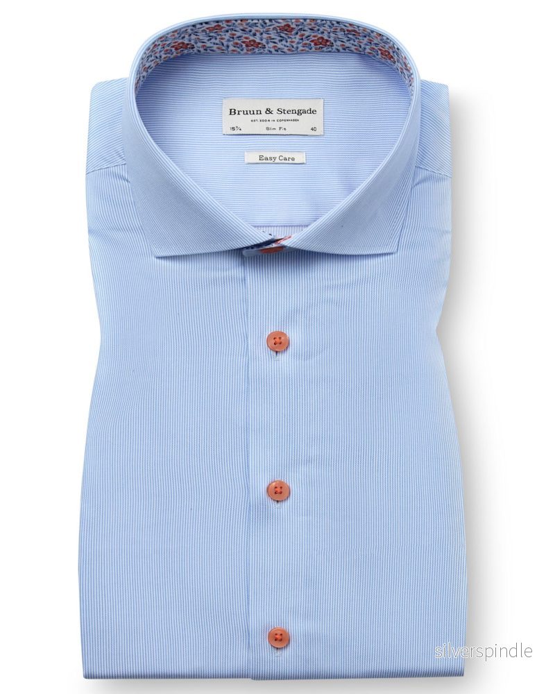 BS Wael Slim Fit Skjorta - Light Blue/White