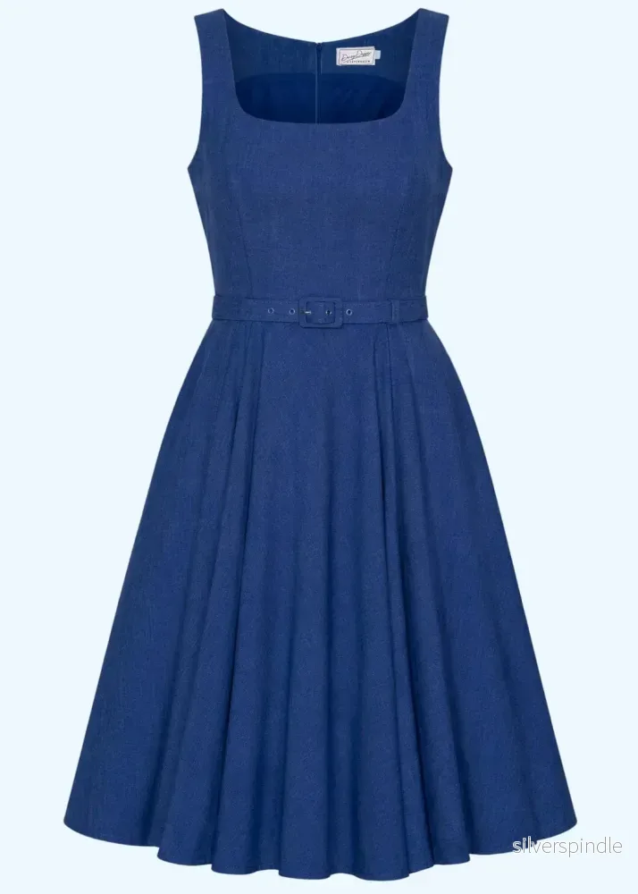 Rosie swingklänning med breda axelband – denimlook Rosie swingklänning med breda axelband – denimlook