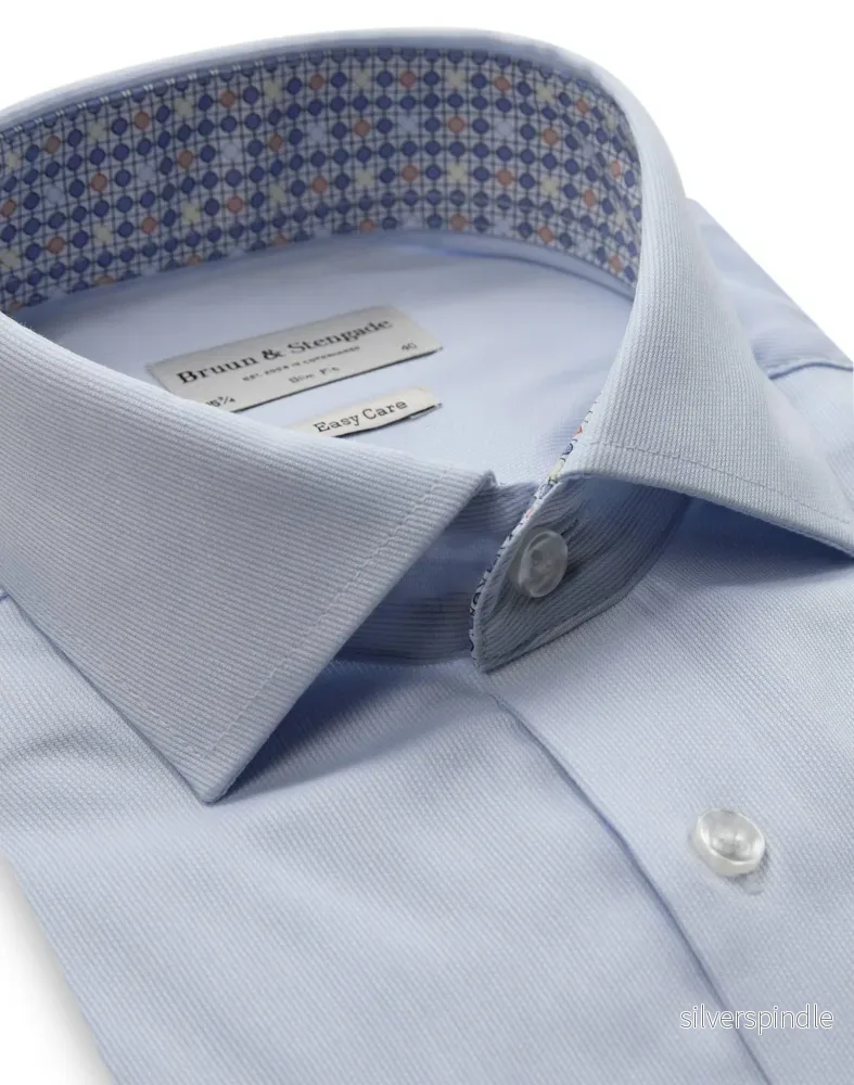 BS Fritz Slim Fit Skjorta - Light Blue/White - Bild 2
