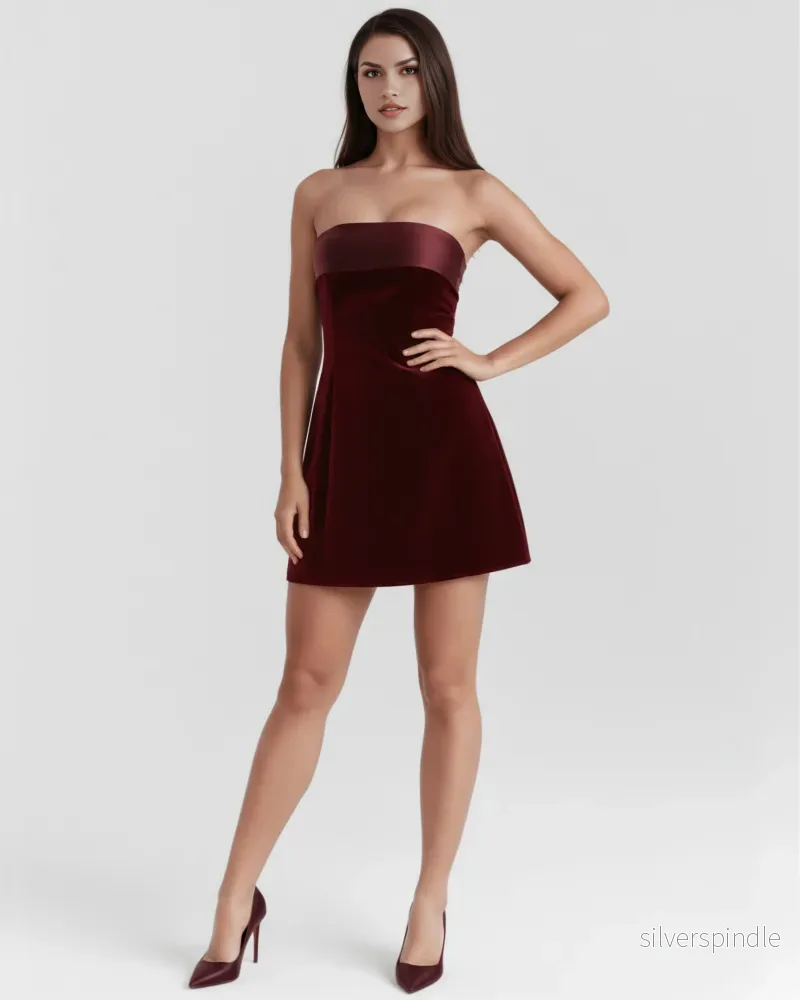 Sophia | Elegant Djup Röd Miniklänning För Glamorösa Tillfällen - Bild 3