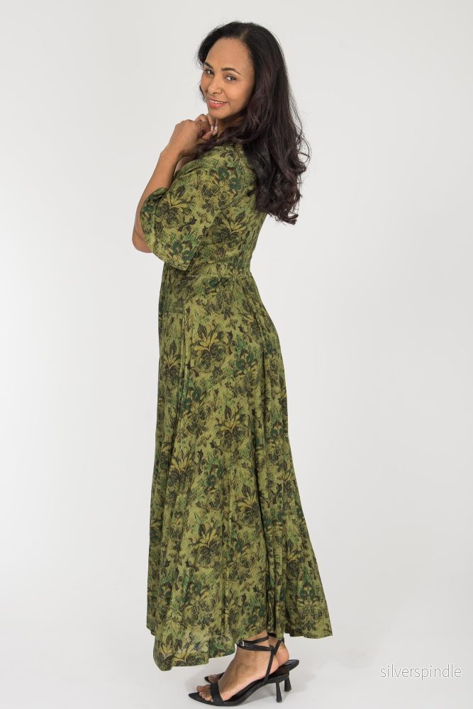 Knot draped maxi jersey dress - Olive - Bild 3