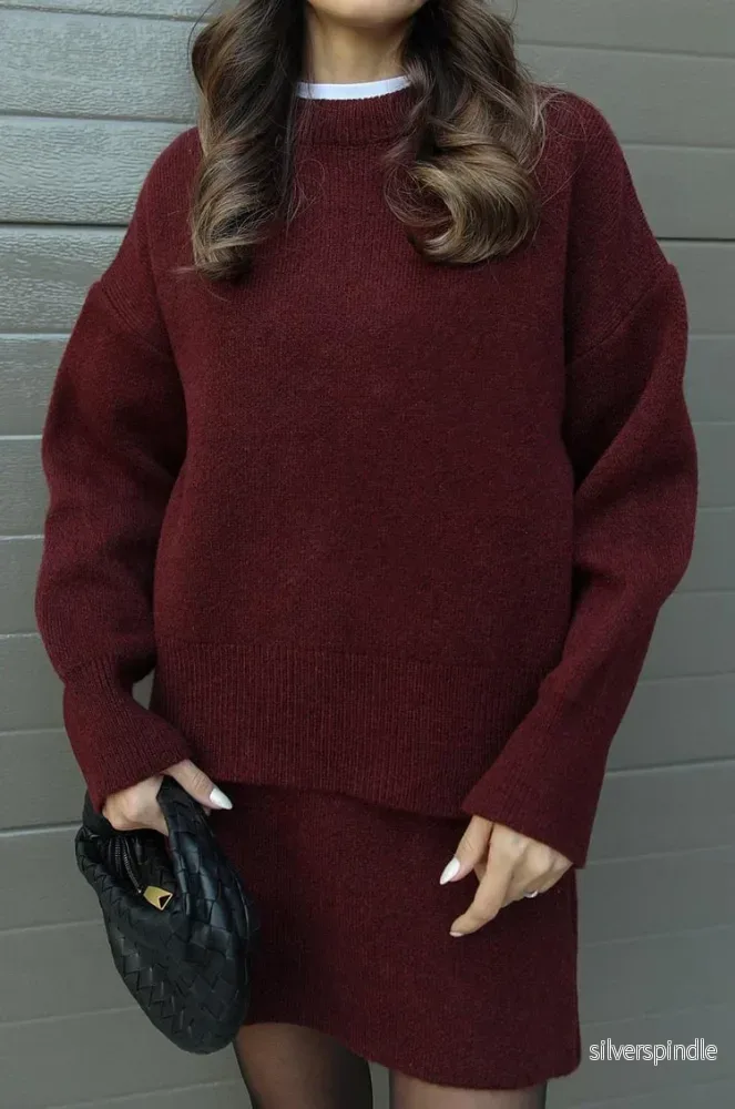 Sofia | Elegant Tvådelat Set Dam Kjol med Oversized Tröja - Bild 3