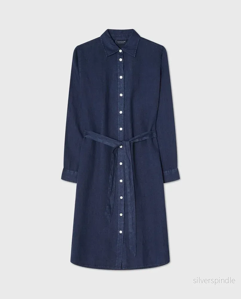 Lexington Linen Shirt Dress Navy - Bild 3