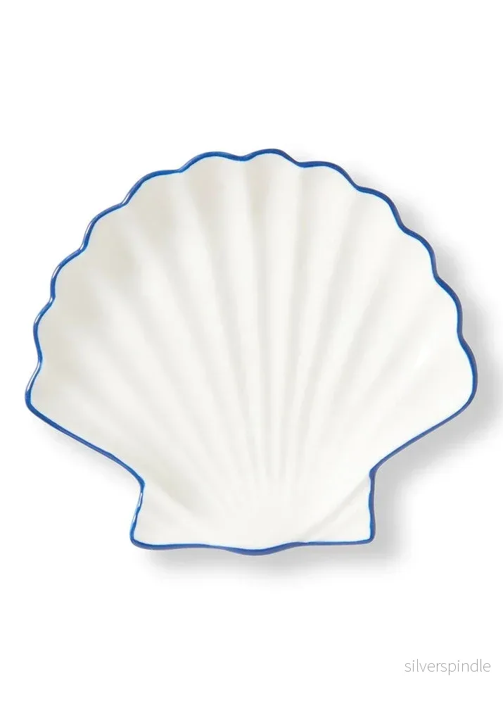 Lexington Stoneware Shell Dish White/Blue