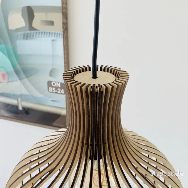 Hänglampa av lameller, trälampa - Bild 3