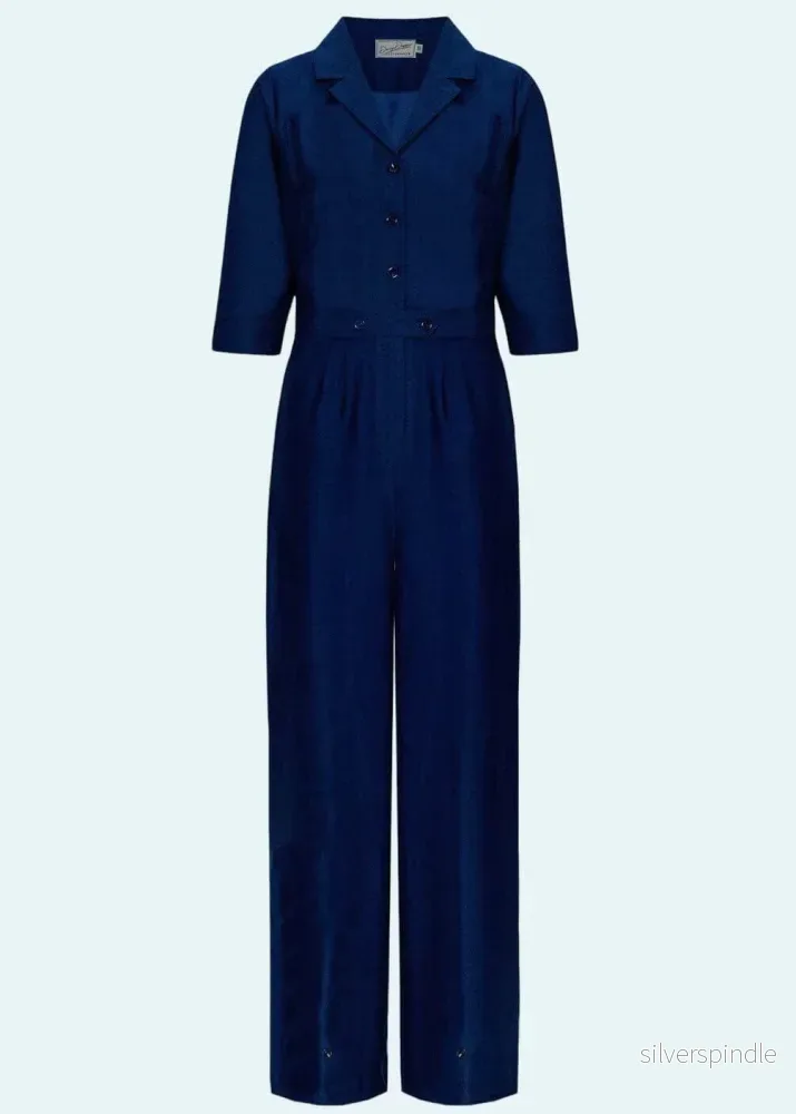 Maxine jumpsuit med 3/4-ärmar - marinblå