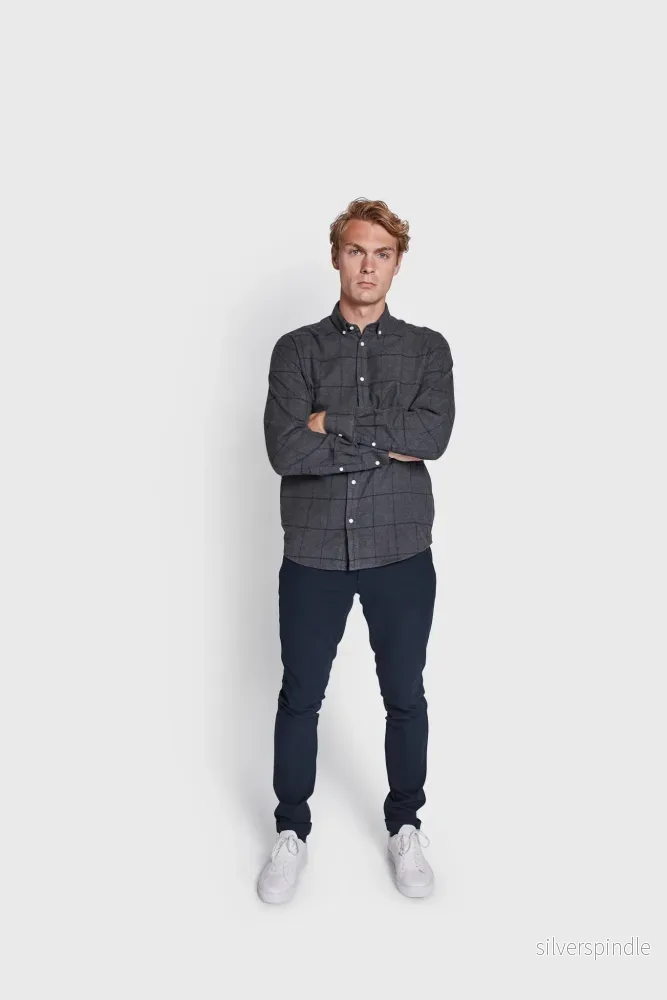 BS Hamza Casual Slim Fit Skjorta - Mörkgrå - Bild 3