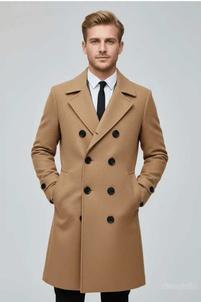 Skräddarsydd Trenchcoat för Män med Dubbelknäppt Design | Tidlös Elegans för Varje Tillfälle - Bild 2