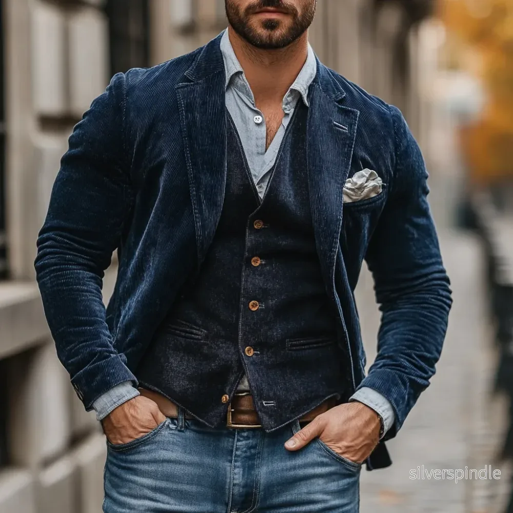 Oliver | Elegant Slim Fit Kostym Set Herr med Kavaj och Väst Oliver | Elegant Slim Fit Kostym Set Herr med Kavaj och Väst