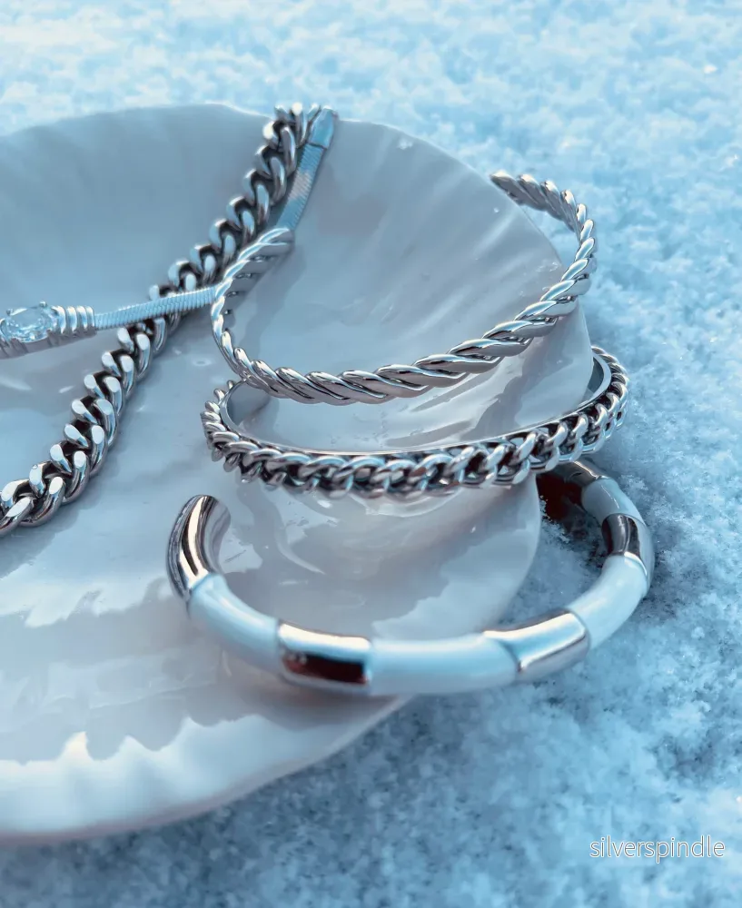 Braided silver cuff - Bild 3