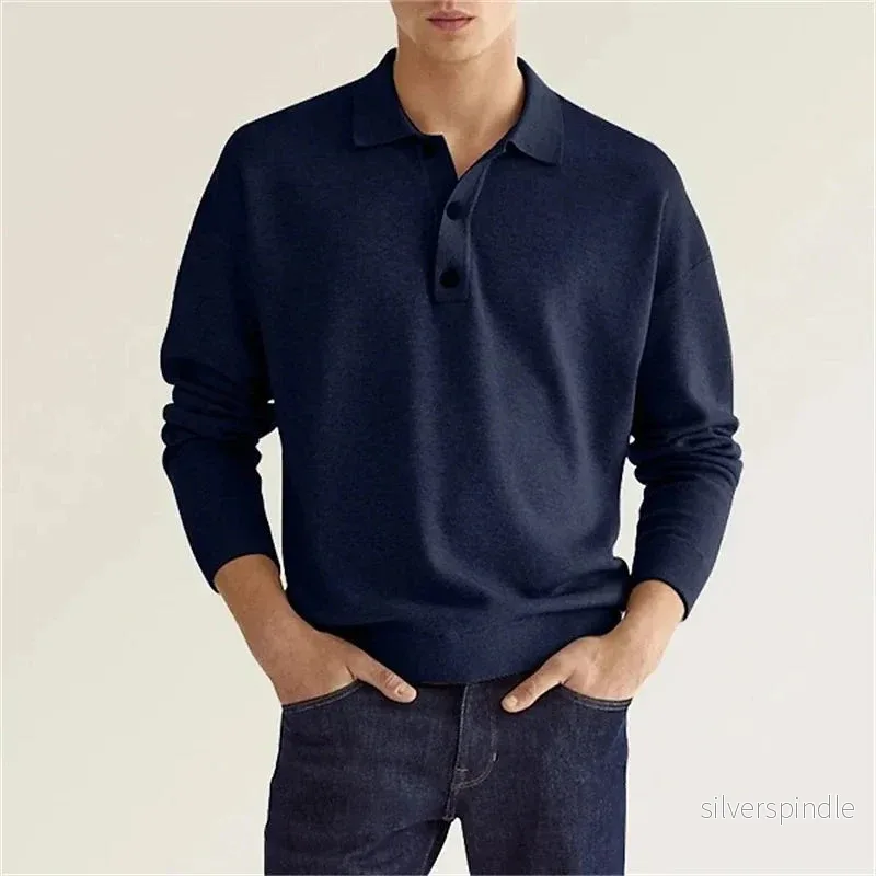 Långärmad Piketröja för Män med Snygg Krage | Perfekt för Casual och Smart Casual Tillfällen - Bild 2