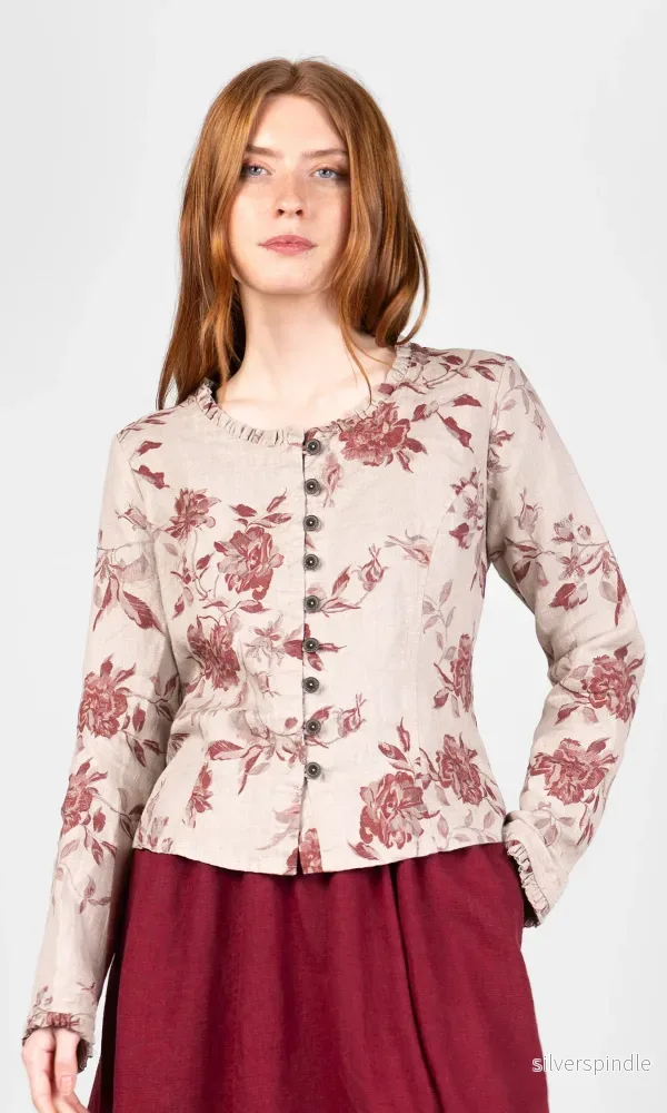 Blus med volangdetaljer, figursydd Blus med volangdetaljer, figursydd