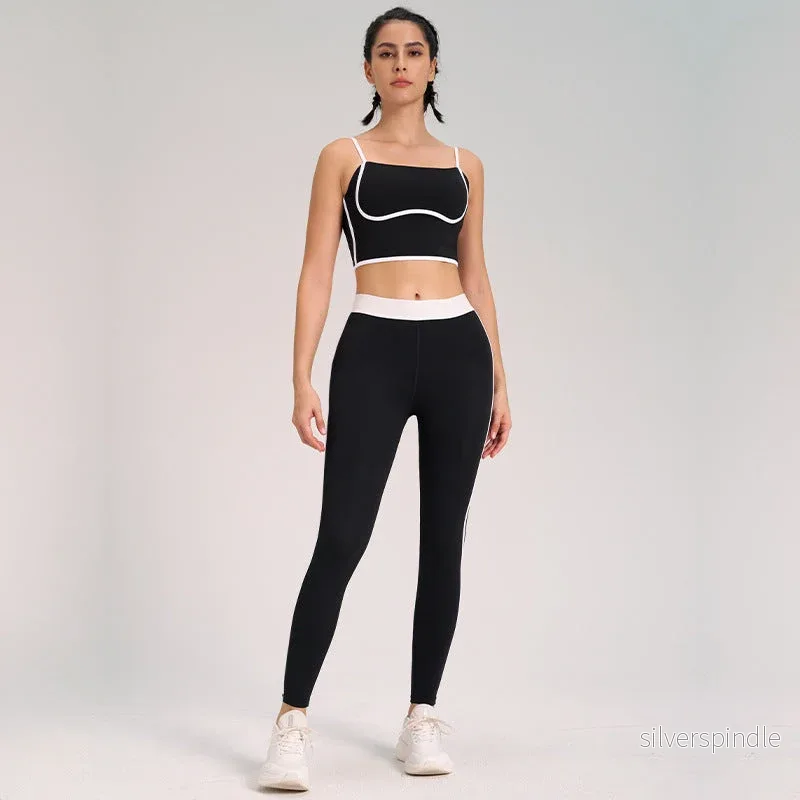 Olivia | Flexibla Högmidjade Yogakläder Dam med Ärmlös Top och Leggings - Bild 2