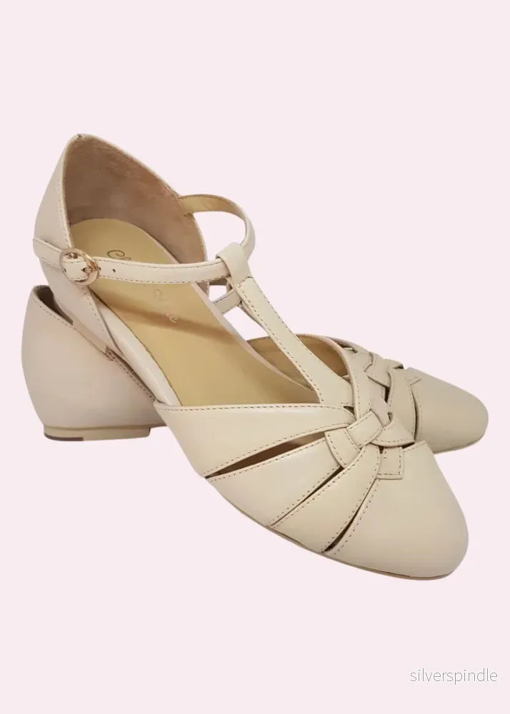 Montpellier platt sko - ljus beige