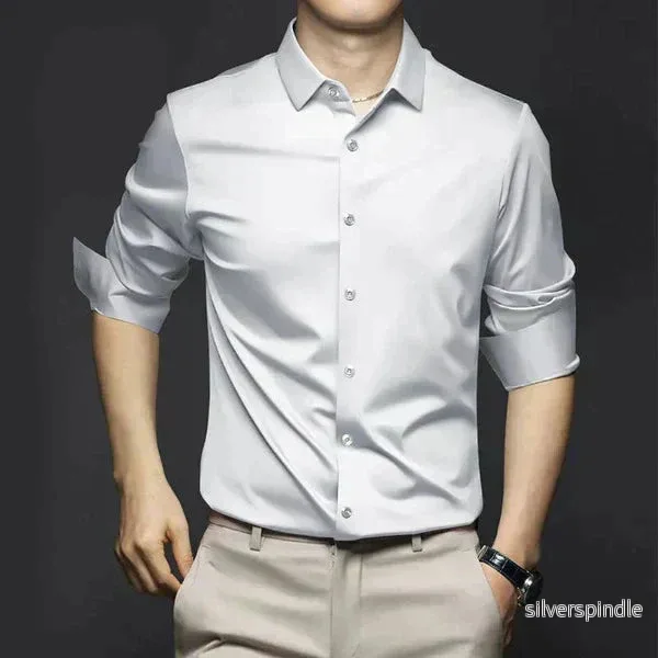 Elegant Slim Fit Skjorta för Män med Andningsbart Tyg | Lättskött Design för Optimal Komfort