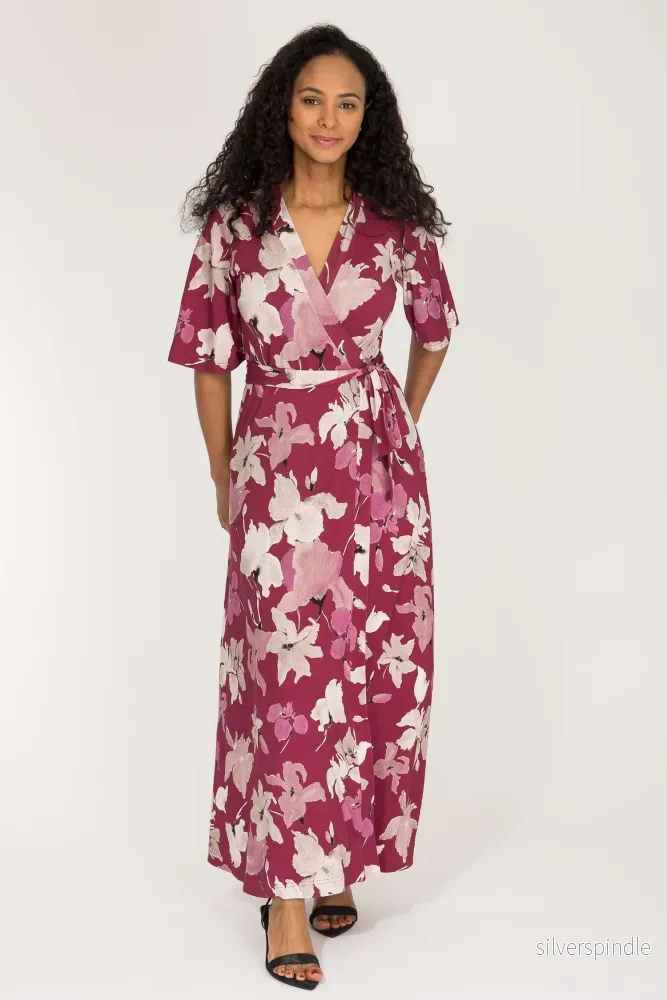 Bestie wrap ankle jersey dress - Burgundy