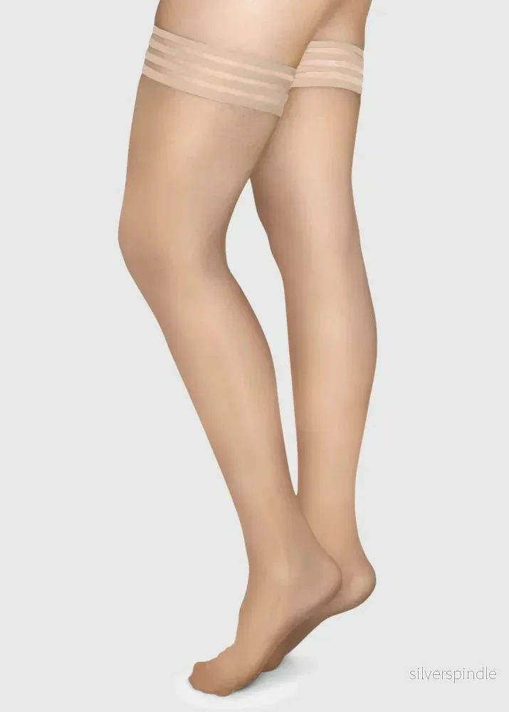 Mira stay-up strumpor - beige - Bild 2