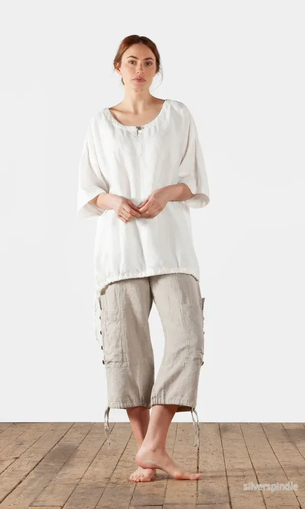 Linnetunika med dragsko, oversize Linnetunika med dragsko, oversize