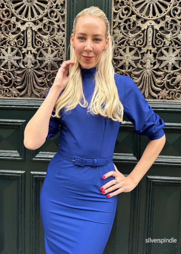 Audrey turtleneck-klänning - royalblå - Bild 3