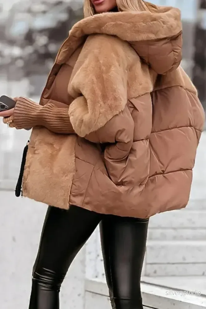 Cropped Dunjacka Dam med Huva och Dragkedja | Lättviktsjacka för Värme och Stil - Bild 2