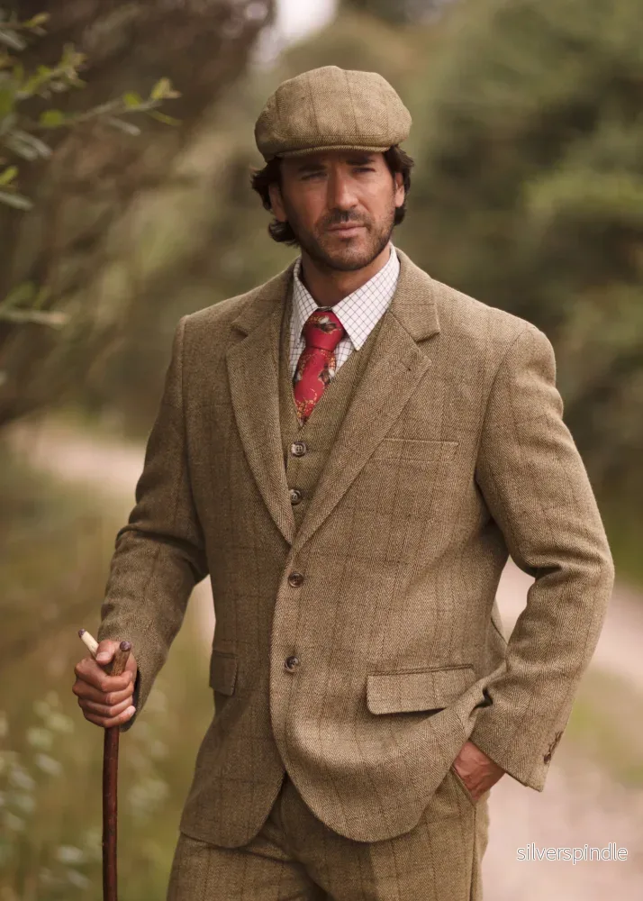 Walker & Hawkes Windsor - tweedväst Light Sage - Bild 2