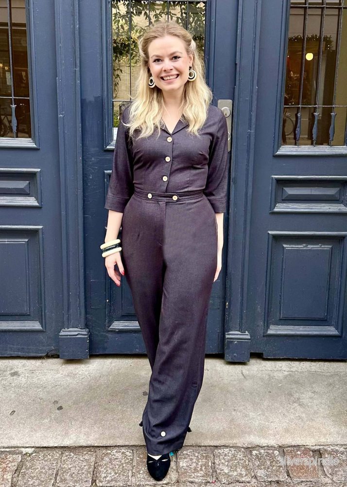 Maxine jumpsuit med 3/4-ärmar - svart denimlook - Bild 2