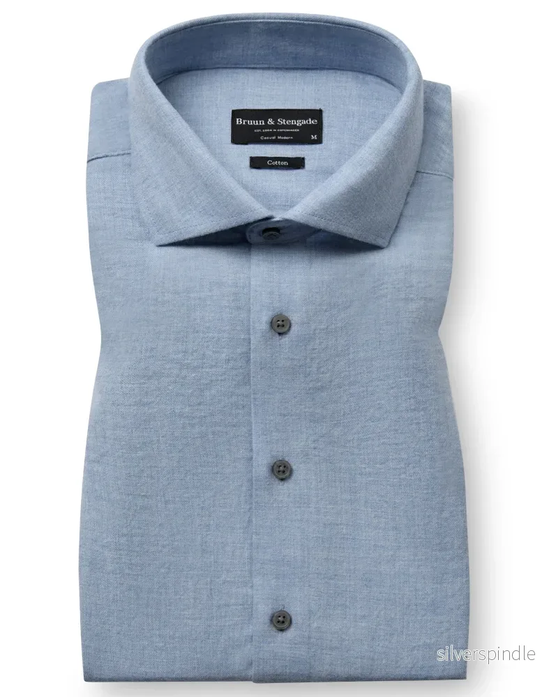 BS Brush Casual Modern Fit Skjorta - Ljusblå