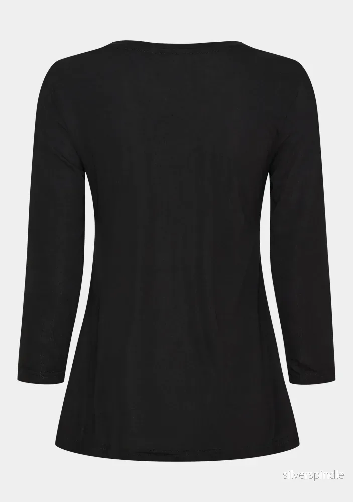 Louis 3/4 Sleeve Blouse - Black - Bild 3