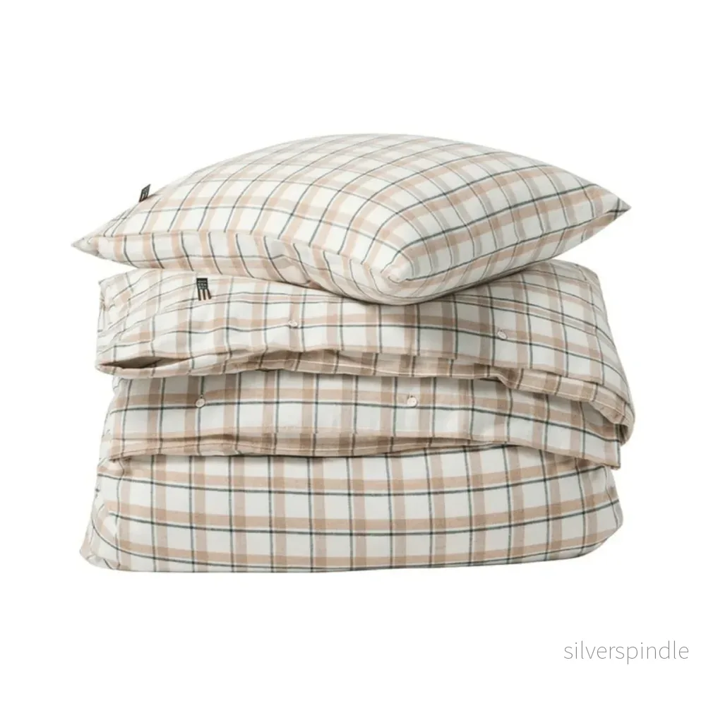 Lexington Green/Beige/White Checked Cotton Flannel Påslakanset Lexington Green/Beige/White Checked Cotton Flannel Påslakanset