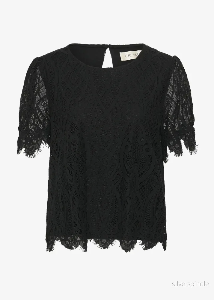 Cream CRDith Lace Blouse Pitch Black Cream CRDith Lace Blouse Pitch Black