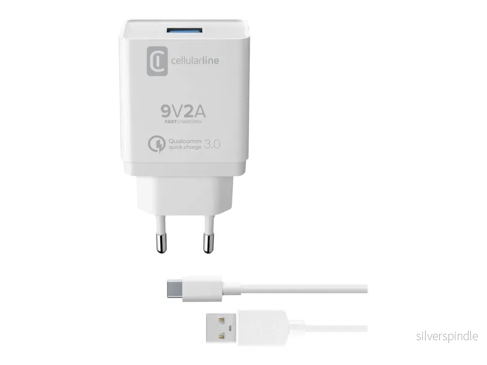CellularLine Strömadapter med kabel USB-A till USB-C