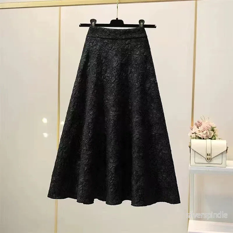 Mia | Blommig Hög Midja Swingkjol Med Elegant Design - Bild 2