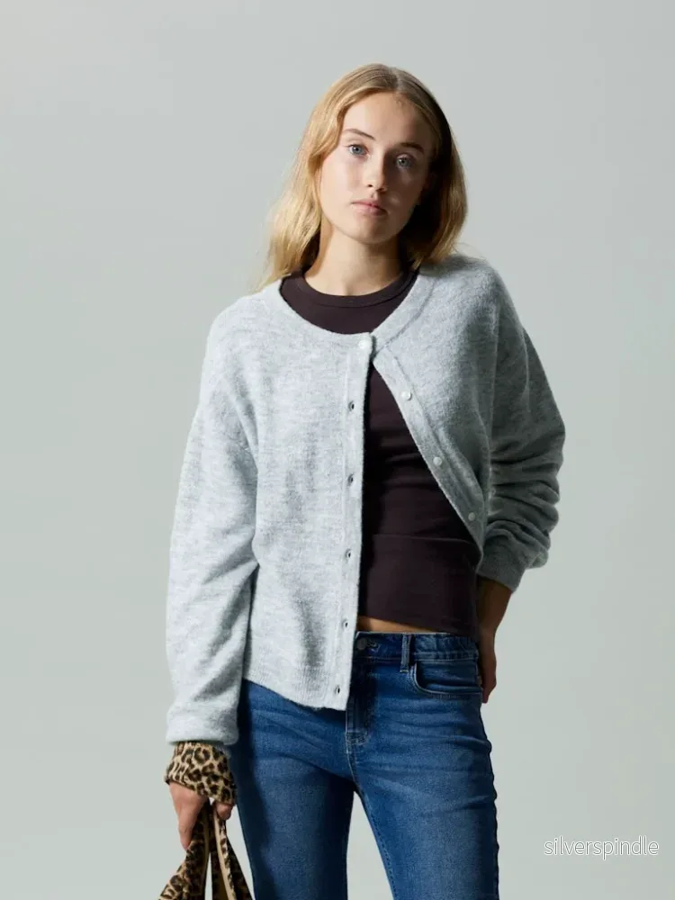 Grå Stickad Cardigan - Bild 2