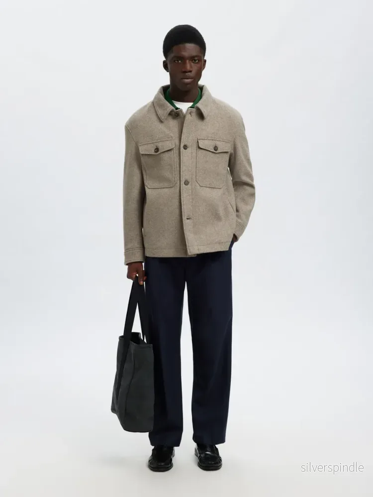 MITCH WOOL BLEND SHACKET DEEP TAUPE - Bild 2