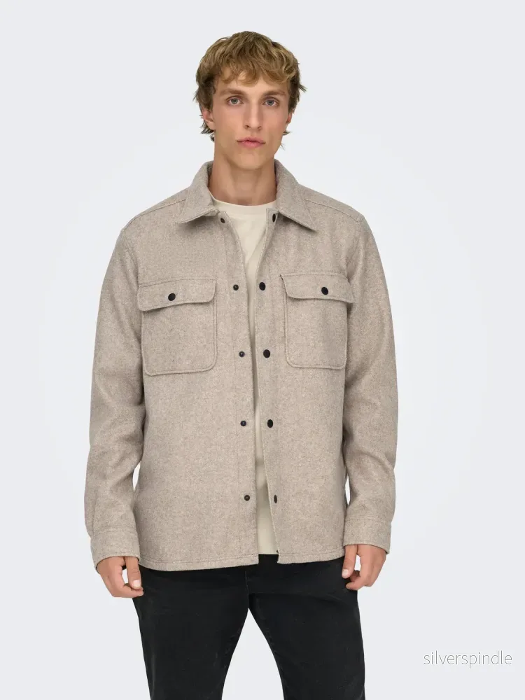ASH OVERSHIRT WOOLEN LOOK CHINCHILLA - Bild 3