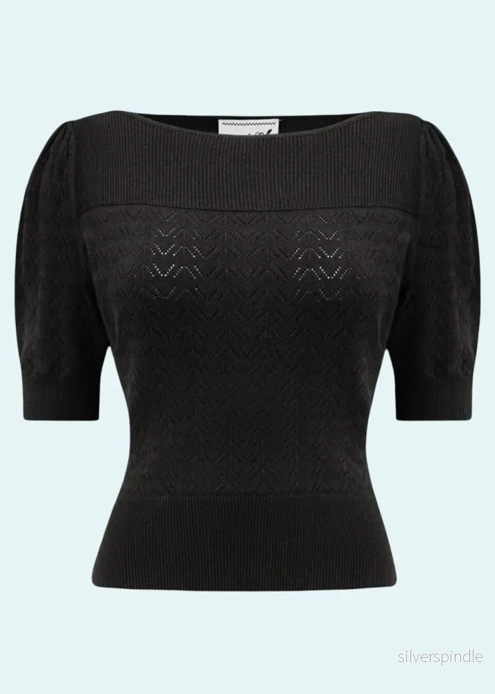 Lana stickad blus – svart Lana stickad blus – svart