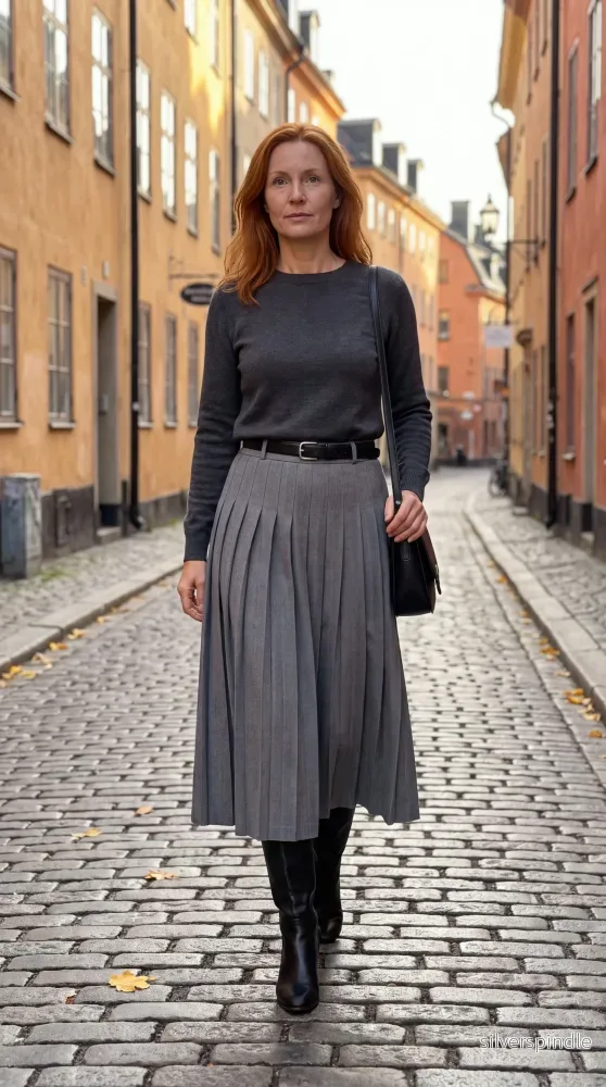 Elegant Plisserad Midikjol för Kvinnor med Smickrande Bältesdetalj | Tidlös Stil för Mångsidiga Tillfällen Elegant Plisserad Midikjol för Kvinnor med Smickrande Bältesdetalj | Tidlös Stil för Mångsidiga Tillfällen