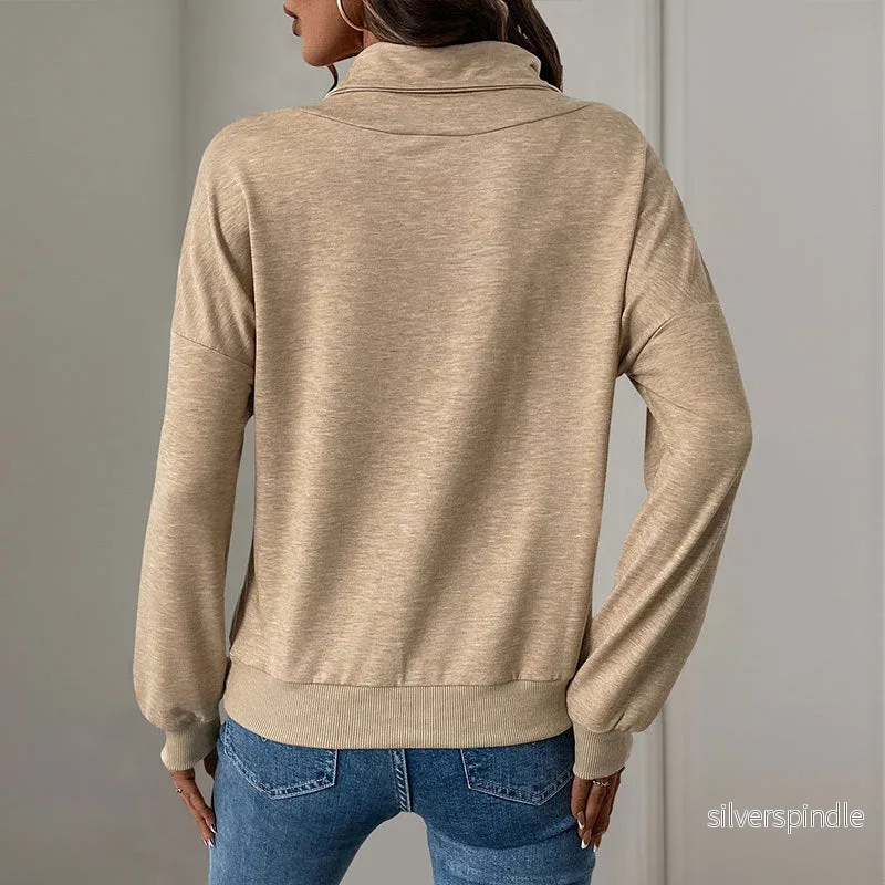 Olivia | Elegant Hösttröja med Ståkrage och Veckade Detaljer - Bild 3