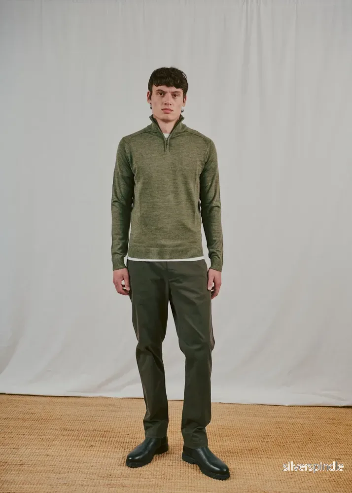 BS Pelle Regular Fit Stickat - Olive