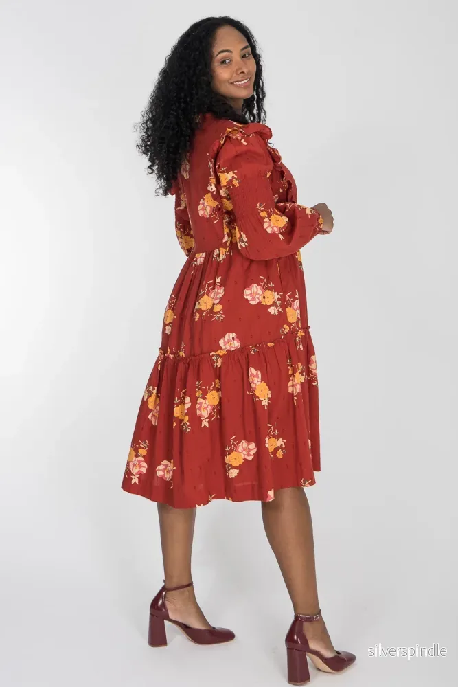 Flounce dobby short dress - Red Flower - Bild 2