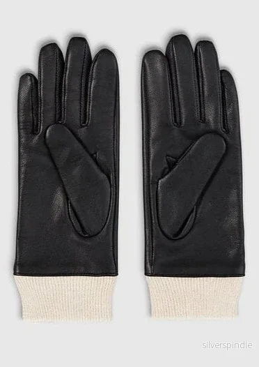 Retro läderhandskar - svarta med ögon - Bild 2