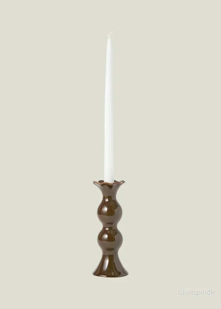 Lexington Stoneware Wavy Candle Holder Brown Lexington Stoneware Wavy Candle Holder Brown