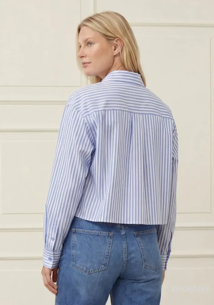 Sigga Shirt Jacket - Light Blue/White Stripe - Bild 3